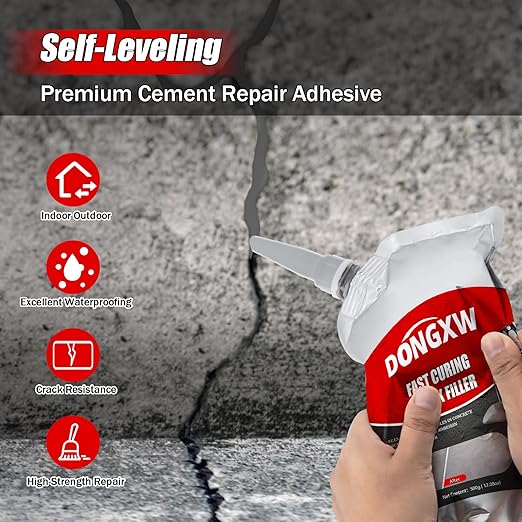 Concrete Crack Filler and Sealant Self-Leveling 2Packs, Slab Concrete Crack Waterproof Repair Sealant, Cement Crack Filler Caulking Glue for Cement-Based Materials