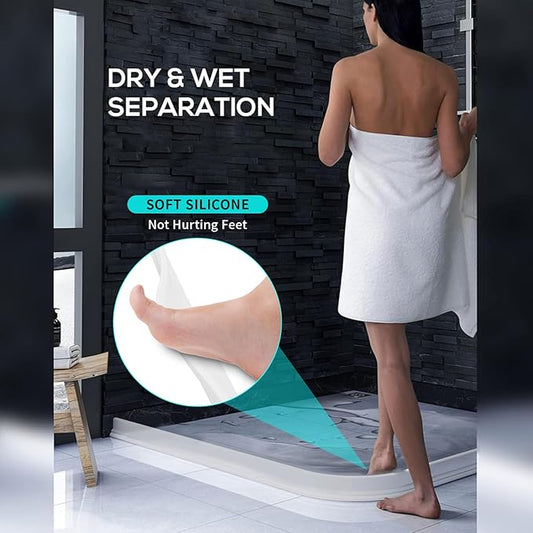 3ft/5ft/6ft/8ft/10ft Collapsible Shower Threshold Water Dam Water Barrier for Shower and Water Stopper Keeps Water Inside Water Threshold for Wet and Dry Separation (6ft, Clear)