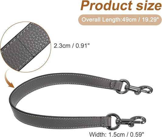 uxcell 19.29 Inch PU Leather Short Bag Strap with Clasp, Purse Handles Handbags Replacement Straps for Clutch Bag Underarm Bags, Grey, Grey Buckle