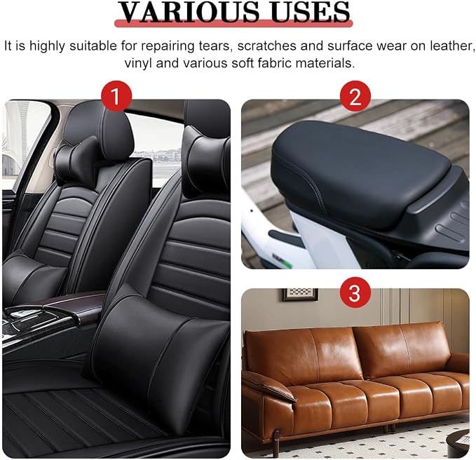2PCS Car Leather Repair Patch Tape, 4 x 8'' Self-Adhesive Portable Vehicle Seat Vinyl Repairs Kit, Automotive Interior Furniture Restoration Set, Universal for SUV Sedan Truck (Gray)