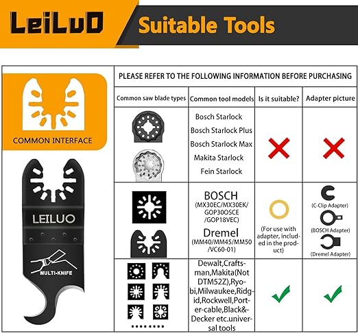 LEILUO 6 Pcs Oscillating Multi Tool Hook Knife Blade for Carpet Roof Shingles Soft Materials Universal Oscillating Tool Accessory with Storage Bag Compatible with DeWalt Dremel Milwaukee and More
