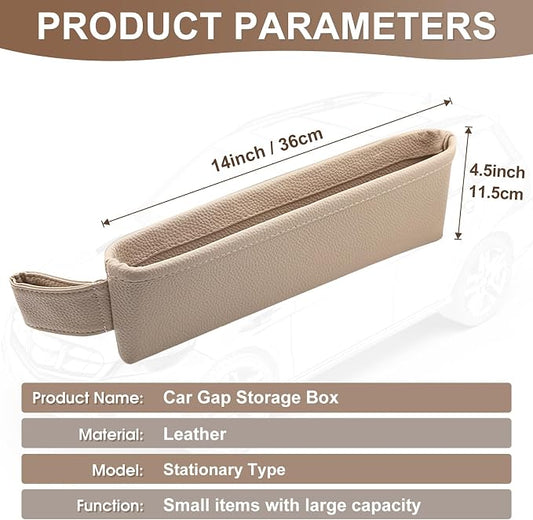 2 Pack Update Car Seat Gap Filler Organizer Leather Console Storage Box Front Side Pocket Seats Organizers Filler Interior Car Accessories for Phone Wallet Coin Key Sunglasses (Off-White)