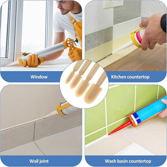 8Pcs Rubber Caulking Tool Set Reusable Caulk Tool Caulking Finishing Tool Grout Sealant Caulk Spatula Set Multifunctional Silicone Sealant Caulking Spatula Tool for Kitchen Bathroom Window /4 Size