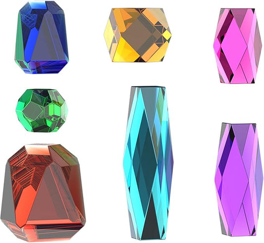 Yayatty Crystal Resin Molds, 7 Style Multi-Facet Gemstone Cube Silicone Resin Molds, Cube Geometric Silicone Molds for Epoxy Resin for Jewelry Making, Home Decor
