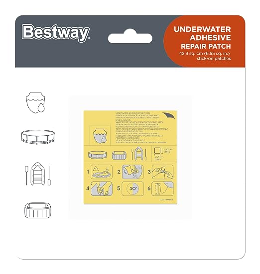 Bestway Underwater Adhesive Repair Patch, Swimming Pool Patch Repair Kit, Pool Puncture Repair Patch, 10 Patches