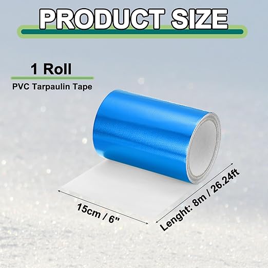 PATIKIL Awning Repair Tape 6" x 26ft Waterproof Canvas Tape High Adhesive Tear Repair Patch Kit for PVC Tarpaulin Tent Awning Fabric RV Sail Boat Cover, Blue