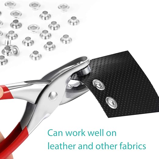 Mudder 301 Pcs Grommet Eyelet Pliers Tool Kit, Fabric Leather Hole Eyelets and Grommets Punch Pliers with 300 Metal Eyelets for Belt Shoes Cloths(1/4 Inch,Silver)