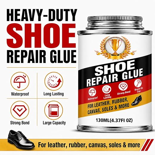 Shoe Glue Sole Repair for Leather and Sneakers, 130 ML | Multi-Surface Shoe Adhesive, Waterproof, Flexible, Fast-drying, Easy Application for Leather, Sneakers, and Soles