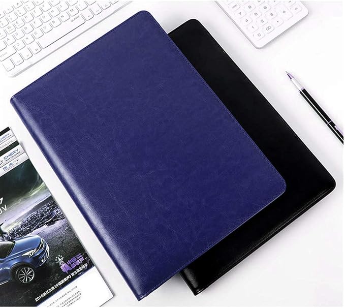 Padfolio Clipboard Folder Portfolio, Faux Leather Storage Clipboard with Cover for Letter Size A4 Writing Pad Pen Holderfor Business Office Conference Notepad Clip Boards, Blue