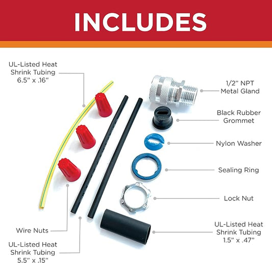 Radiant Solutions Company UL Listed Universal Hardwire Power Connection Kit - For 10-13mm Self-Regulating Heat Cable Or Heat Tape - Gutter & Roofing Protection