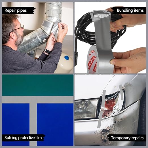 3 Pack Silver Duct Tape 1.89In × 132Yd Total Heavy Duty Waterproof Tape, 8.26Mil Adhesive Repair Duct Tape for Indoor Outdoor Repair Fixation Reinforcement
