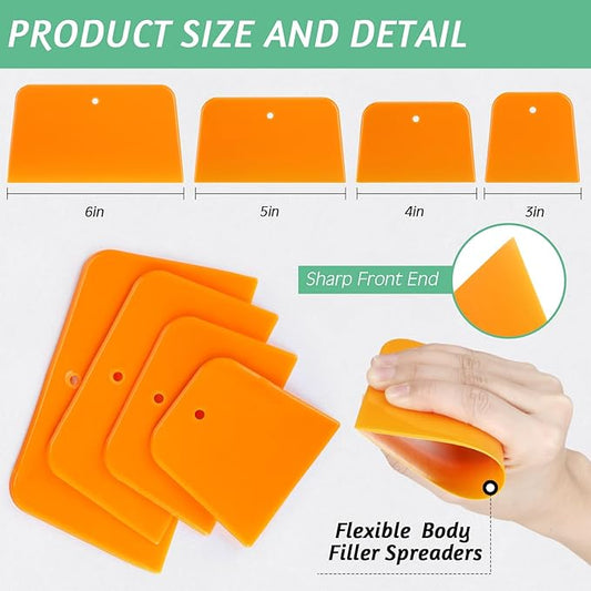 Frienda 20 Pcs Body Filler Spreaders Plastic Tools for Automotive Applying Putties Glazes Caulks and Paint (4 Sizes)