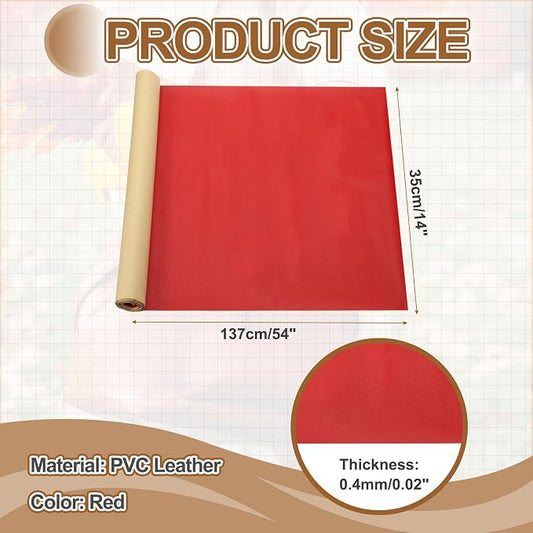 MECCANIXITY Leather Repair Patch 14"x54" Self-Adhesive Leather Vinyl Repair Tape Kit for Furniture Couches Sofa Chair Car Boat Seats Jackets, Red