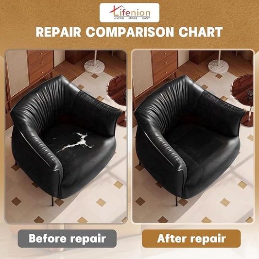 Leather Repair Patch, 17X158 Inch Self Adhesive Leather Repair Tape, Large Vinyl Patch Kit for Couches, Sofa, Furniture, Car Seats, Office Chairs, Cabinets, Handbags(Dark Brown, 17X158 Inch)