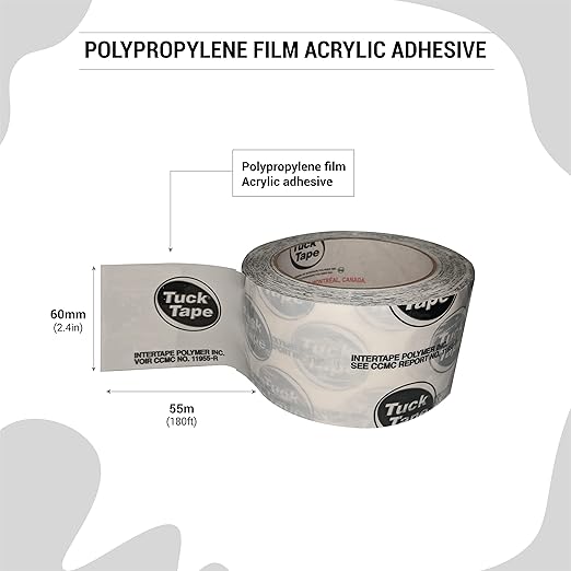 Tuck Tape Construction Sheathing Tape, Epoxy Resin Tape, 2.4 in x 180 ft (White)