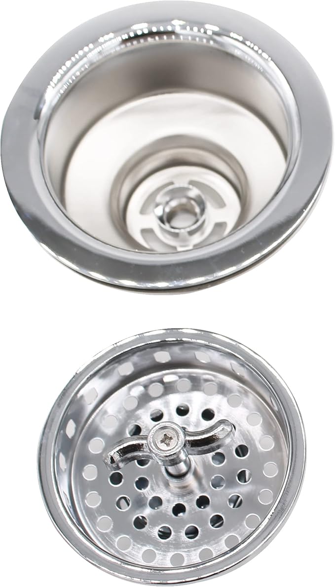 Westbrass Wing Nut Style Large Kitchen Sink Basket Strainer, 2 Pack, Polished Chrome, D2135-26