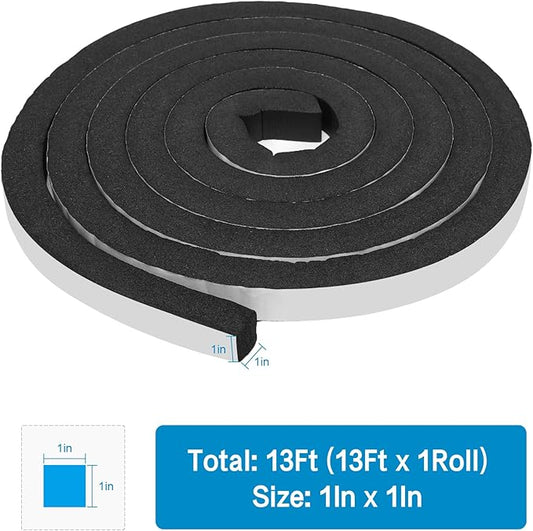 Foam Insulation Tape, 1In x 1In x 13Ft Weather Stripping Door Seal Strip for Doors and Windows,Sliding Door, Soundproofing Door Seal,Weatherstrip,Air Conditioning Seal Strip