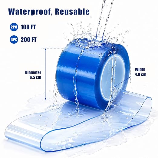 200ft Double Sided Self-Cling Amazing Tape, Non-Adhesive Reusable Vinyl Wrap Tape, Heavy Duty for Plumbing Repairs, Crafts, Sewing, Workshop and Daily Use(Total 200ft)