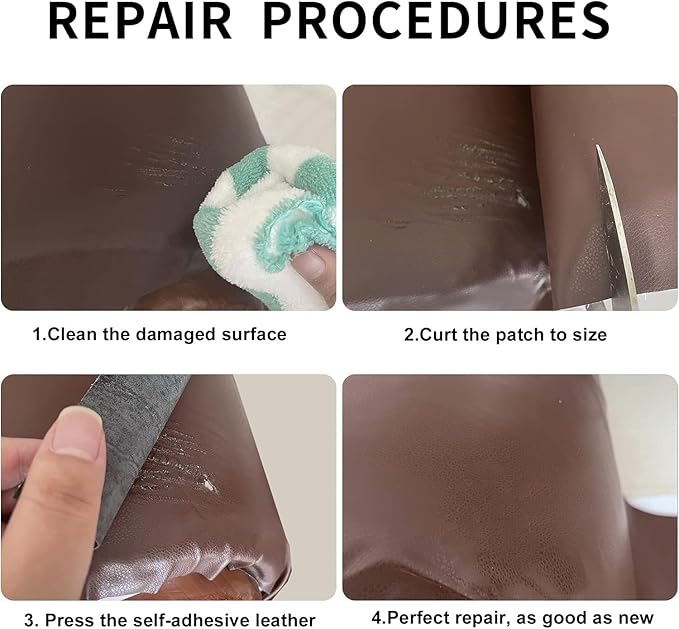 Lifeshoon Leather Repair Patch, 35X79 Inch Self Adhesive Leather Repair, Large Vinyl Patch Tape for Couches, Furniture, Car Seats, Cabinets, Wall, Handbags (Brown, 35X79 Inch)