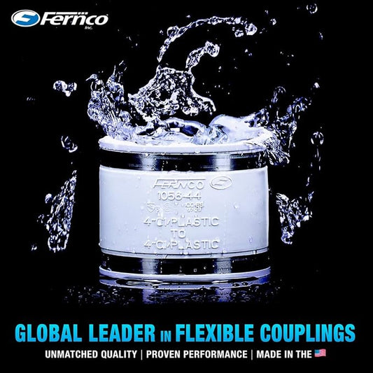 Fernco 1056-100 1-in. Flexible PVC Pipe Coupling for Plastic and Copper Plumbing Connections in White
