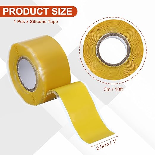 uxcell Self Fusing Silicone Tape, 1" x 10ft Waterproof Water Leak Sealing Tape for Plumbing Pipe Hose Repair Handles, Yellow