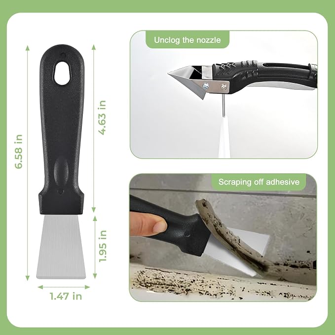 Caulking Tool 5 in 1 Silicone Caulking Grout Removal Sealant Finishing Tool Glass Glue Angle Scraper with Grout Scraper for Kitchen Bathroom Floor, Wall Surface,Window,Comes with storage box
