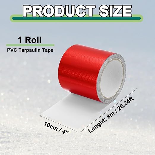 PATIKIL Awning Repair Tape 4" x 26ft Waterproof Canvas Tape High Adhesive Tear Repair Patch Kit for PVC Tarpaulin Tent Awning Fabric RV Sail Boat Cover, Red
