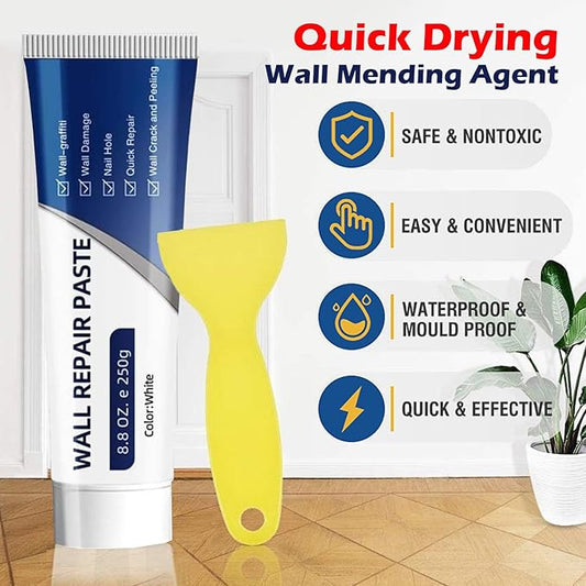 Drywall Repair Kit, 2PCS Wall Repair Paste Tube, Quick Drying & Efficient Wall Repair Paste, Multi-Functional White Wall Mending Agent Repair Kit for DIY Fix, Holes & Cracks