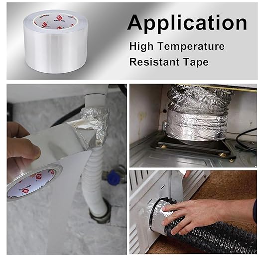 BOMEI PACK Aluminum Foil Tape,Heavy Duty Metal Foil Tape,High Temperature Silver Duct Tape,Perfect for Sealing & Patching,HVAC,Air Ducts,Insulation and Metal Repair (4 Inch)