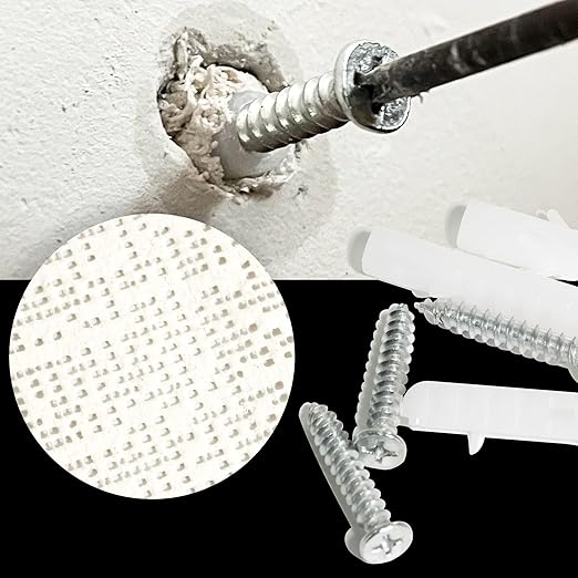 50 Packs Drywall Masonry Anchor Repair Kit Heavy Duty Wall Hole Patch Filler Fits Loose Wall Fixtures and Various Size Screws Quick Fix Wall Anchors DIY
