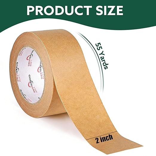 Delphinus Brown Kraft Paper Packing Tape, Waterproof Coated Strong Adhesive, Heavy Duty Brown Packing Tape for Box & Carton Sealing Packaging for Shipping Moving Sealing
