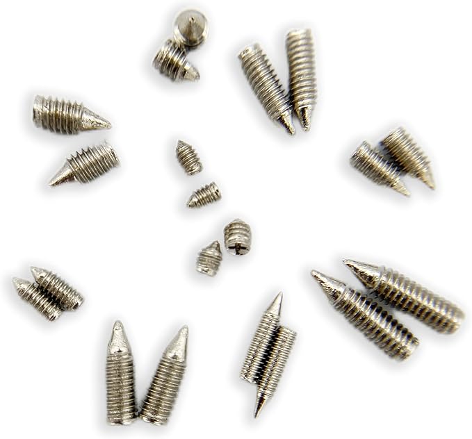 200 pcs Nickel Plated Tip Screws Pointed Cross Slot Leather Accessories 10 Sizes Belt Screws Include M2*3-M2*8, M2.5 * 3-M2.5 * 8, M3*4-M3*10 with 2mm Screwdriver for Belt Buckle Wallet Handbag Purse