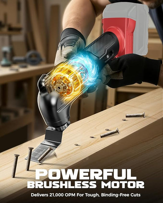 DIYtoolifz Cordless Oscillating Tool Compatible with Milwaukee 18V Battery, 6 Variable Speed Brushless-Motor Tool, Oscillating multi tool kit for Cutting Wood Nails Remove Grout & Sanding(Tool Only)