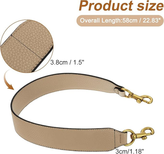 uxcell 22.83 Inch PU Leather Short Bag Strap with Clasp, Purse Handles Handbags Replacement Straps for Clutch Bag Crossbody Underarm Bags, Tawny, Deep Gold Buckle