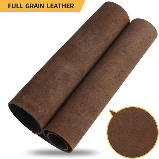 RingSun Genuine Leather Sheets for Leather Craft (2mm), Full Grain Leather for Tooling Craft Sewing(10''X10'', Black Coffee)