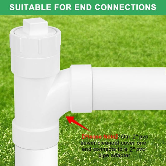 4Pack 2" PVC Sewer Cleanout Adapter with Plug Pipe Fitting SCH40 PVC DWV Flush Female Sewer Cleanout Cap Cover for Drainage Piping System, Outdoor Garden, RV