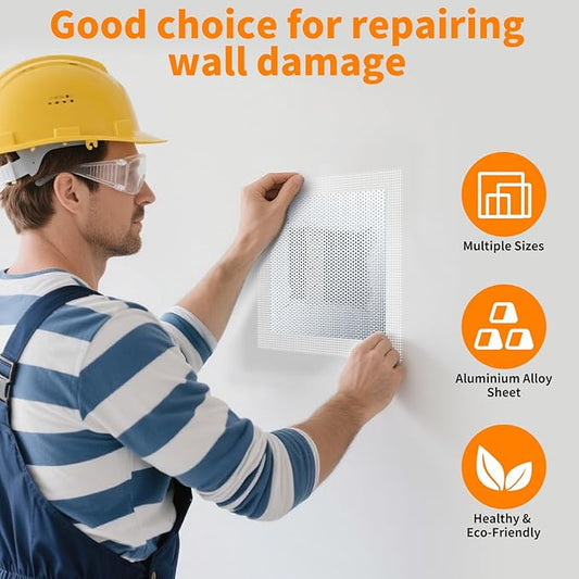 Wall Repair Patch Kit, 15 Pieces Aluminum Self-Adhesive Mesh Repair Patches for Drywall, Multiple Large Small Sizes 2/4/6/8 Inch Drywall Hole Repair Kit, Permanently Repairs Damaged Walls and Ceilings