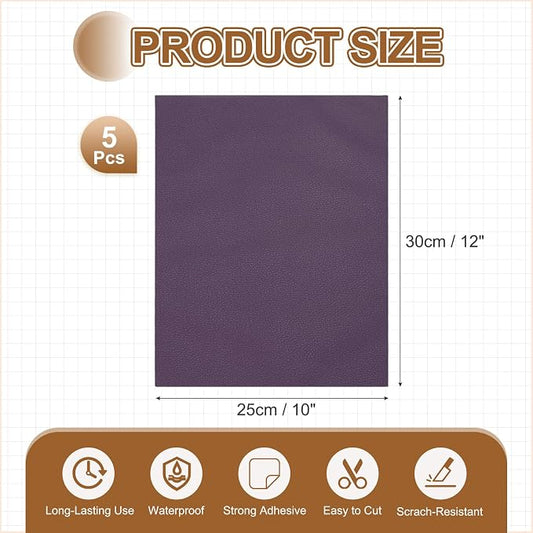 MECCANIXITY 3 Pcs Leather Repair Patch 10"x12" Self-Adhesive Leather Vinyl Repair Tape Kit for Furniture Couches Sofa Chair Car Boat Seats Jackets, Dark Purple