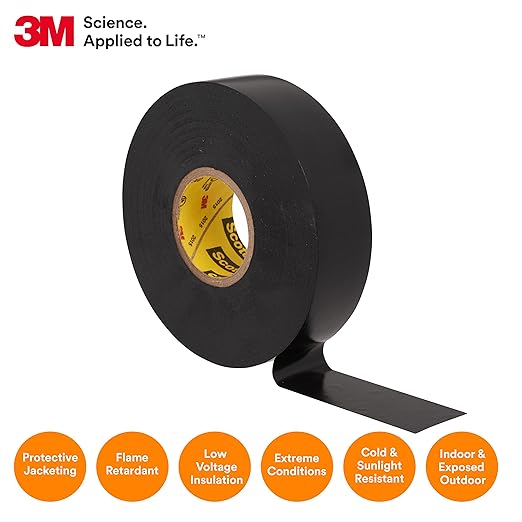 3M Scotch Super 33+ Electrical Tape - 2 in x 36 yd (108 ft), Premium Grade All-Weather Vinyl, Resistant to Abrasion, Moisture, Corrosion, Alkalies - Long Roll, 1 in Core, Black, 1 Roll