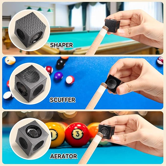 GSE Games & Sports Expert Billiard Pool Cue Tip Tool, Stick Scuffer/Shaper/Aerator/Joint Protector Tool, Billiard Accessories