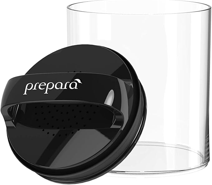 Prepara Evak Fresh Saver Airtight Plastic Container,Medium/Short (5”x 3.75”,4.2 Cups),BPA-Free Food Storage Canister Vacuum Sealed Lid Handle, Odor Resistant, Ideal for Coffee Beans & Dry Goods, Rice