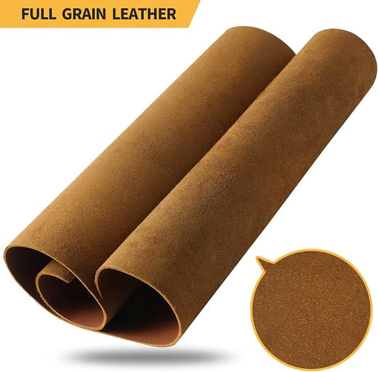RingSun Bourbon Brown Genuine Leather Sheets for Craft (2mm), Full Grain Leather for Tooling Craft Sewing(6''X12'', Bourbon Brown)