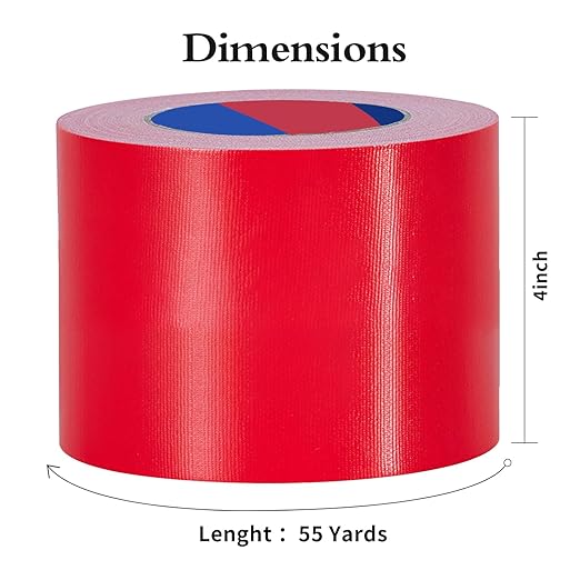 Red Heavy Duty Duct Tape, 4 Inch x 55 Yards, Industrial Grade Waterproof & UV Resistant, Strong Adhesive for Indoor Outdoor Repairs, Crafts, Home Improvement, Moving Packing and DIY Projects