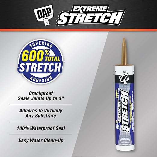DAP Extreme Stretch Acrylic Urethane Premium Elastomeric Sealant, Tan, 10.1 Oz (7079818718)
