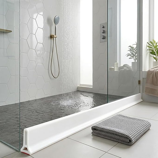 118Inch Collapsible Shower Threshold Water Dam 2" High Shower Barrier Water Stopper 2" Tall Shower Water Guard To Keep Water In Shower Dry And Wet Separation Bathroom Wheelchair Accessible Black