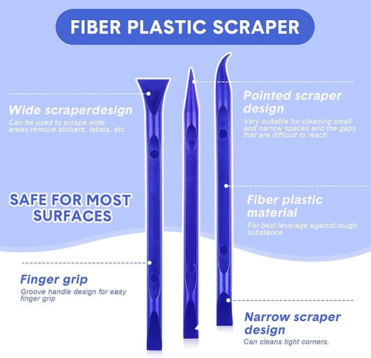9 Pieces Plastic Scraper Tool Scratch Free Crevice Cleaning Sticker Remover Tool Multipurpose Non Scratch Scrapers for Tight Spaces, Kitchen, Crevices, Auto Detailing, Paint