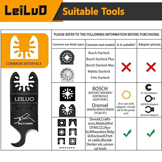 LEILUO 6 Pcs Oscillating Multi Tool Hook Knife Blades for Cutting Carpet Roofing Shingles Cardboard Soft Materials Includes Storage Bag Compatible with DeWalt Makita Ryobi Milwaukee and More
