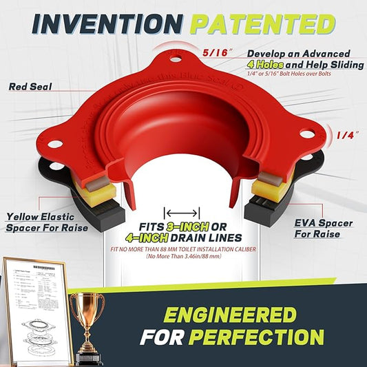 boeemi Toilet Flange Repair Kit with Elastic Wax Ring & 16" Water Supply Line, TF03-RI All-in-One Toilet Installation Kit (with Sealing Caulk Tape)