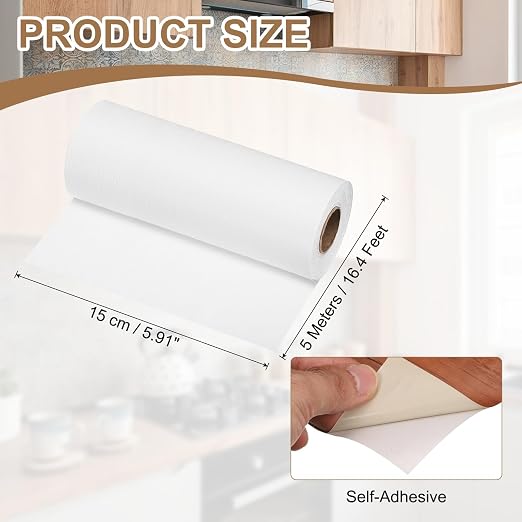 uxcell Wood Tape, 6 Inch x 16ft Self-Adhesive Wood Grain Repair Tape Patch with Plastic Scraper for Baseboards, Doors, Windows, Floor Repair and Furniture Renovation, White