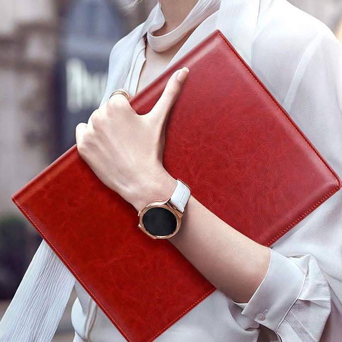 Padfolio Business/Resume Portfolio Folder, Leather Interview Portfolio Business Portfolio Portfolio Organizer with Legal Pad Folder Clipboard,Interview Folder for Men/Women, red